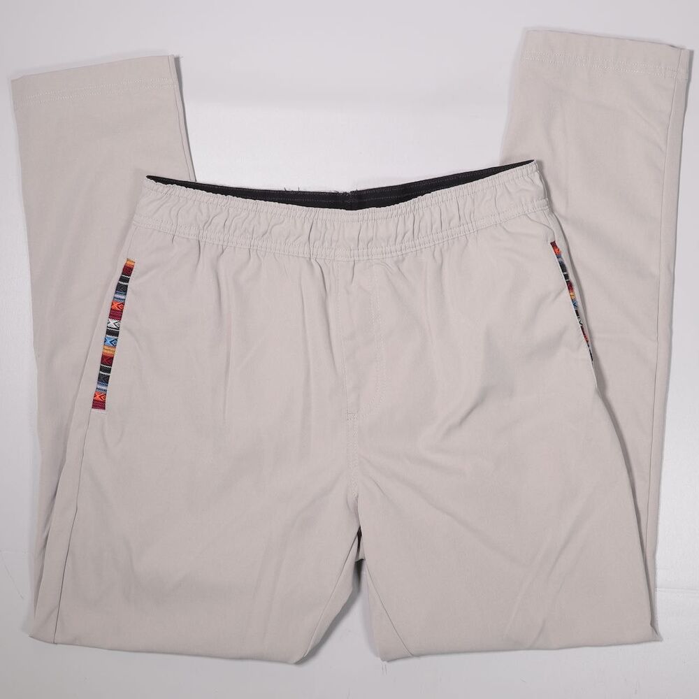 Wowie Sapien Chino Pants Gray Aztec Trim Travel Hiking Mens Medium x 28